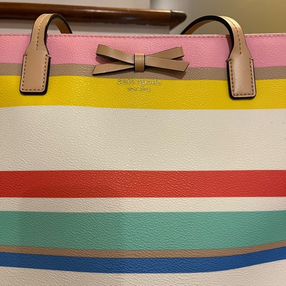 Kate Spade leather pastel stripe tote bag - Picture 2 of 10